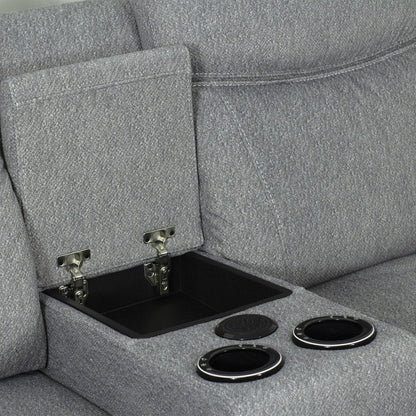 Milano Grey Fabric Electric Reclining Sofa Suite USB Cup Holder
