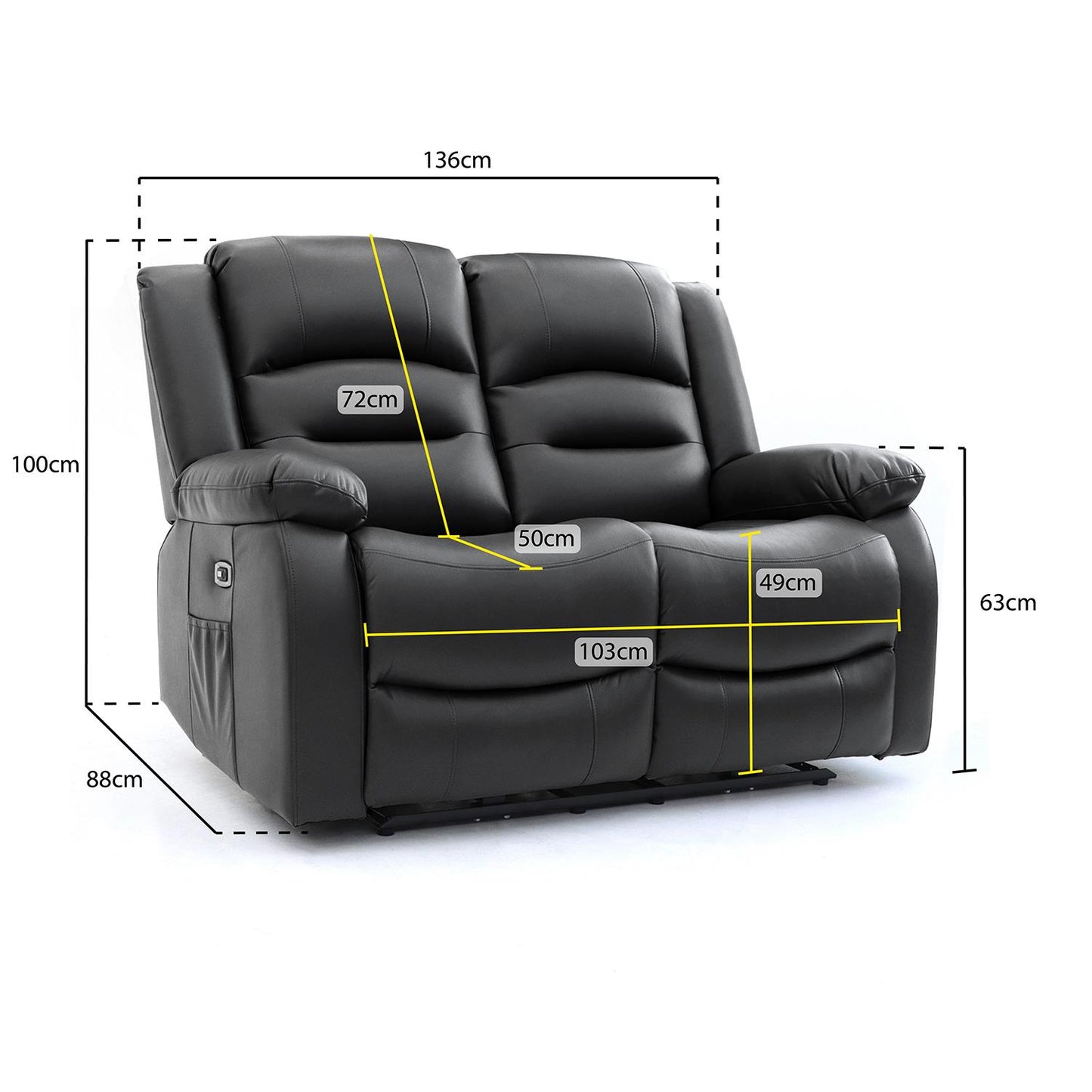 Arlo Leather Like Black or Grey 3 + 2 Electric Reclining Sofa Suite USB Charging + Drinks Tray