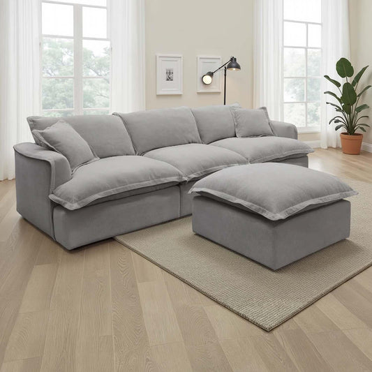 Somerton Feather Filled Modular Sofa with Footstool Grey or Stone