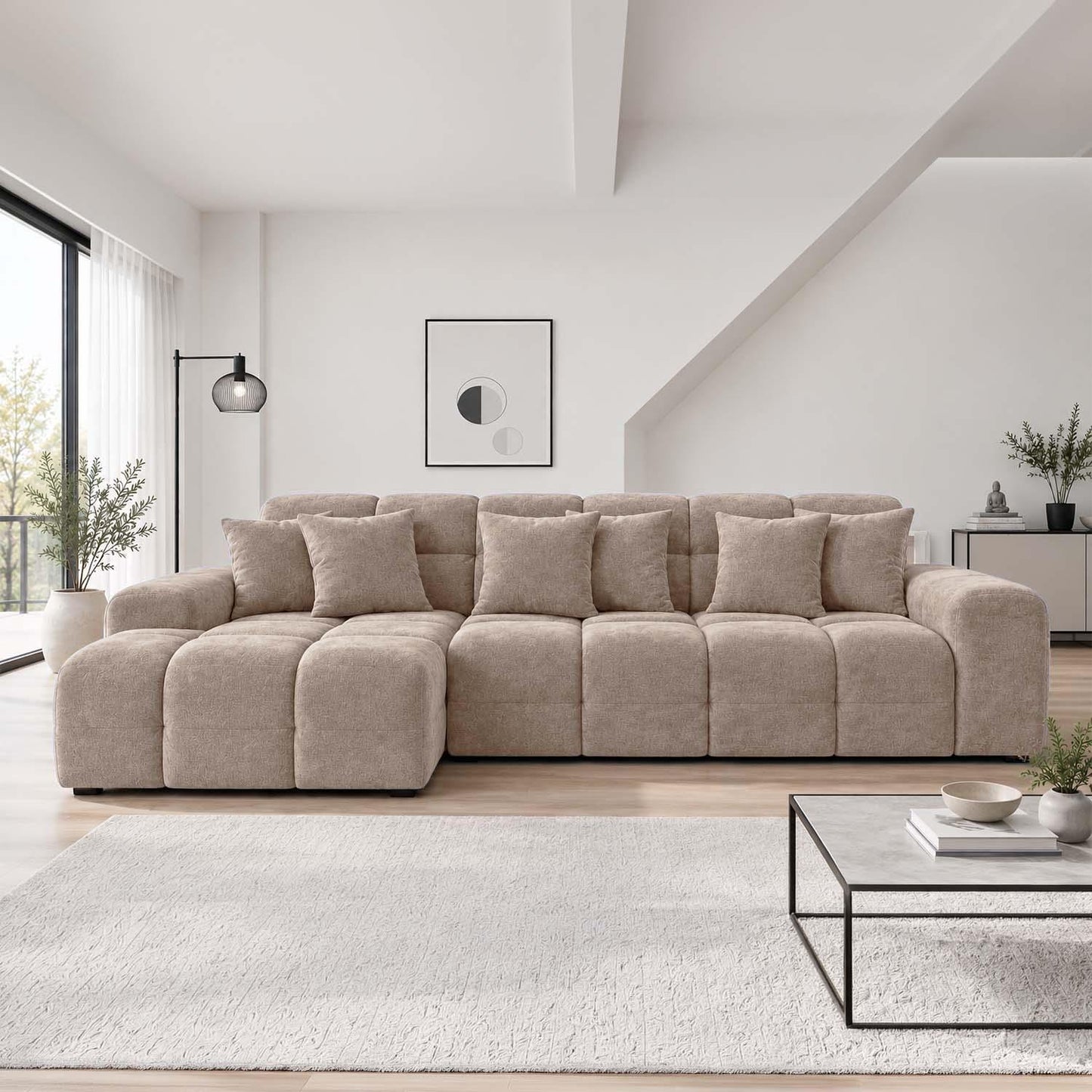 Jenson Plush Velvet Corner Sofa Left Right Hand Facing with Chaise