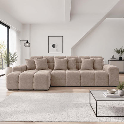 Jenson Plush Velvet Corner Sofa Left Right Hand Facing with Chaise