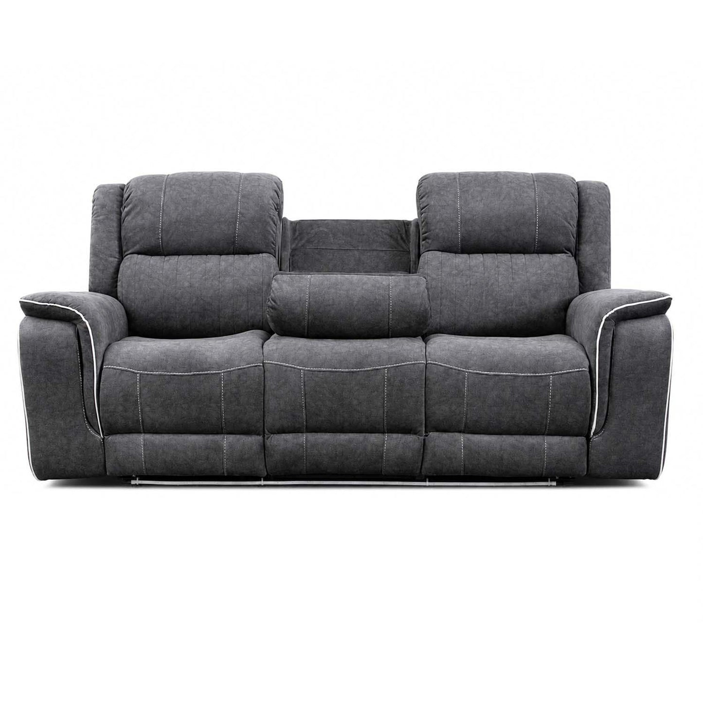 Anna Grey Fabric Electric Reclining Sofa Suite USB Charging Cup Holder