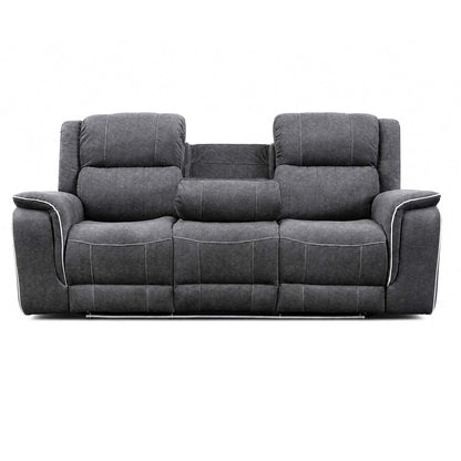 Anna Grey Fabric Electric Reclining Sofa Suite USB Charging Cup Holder