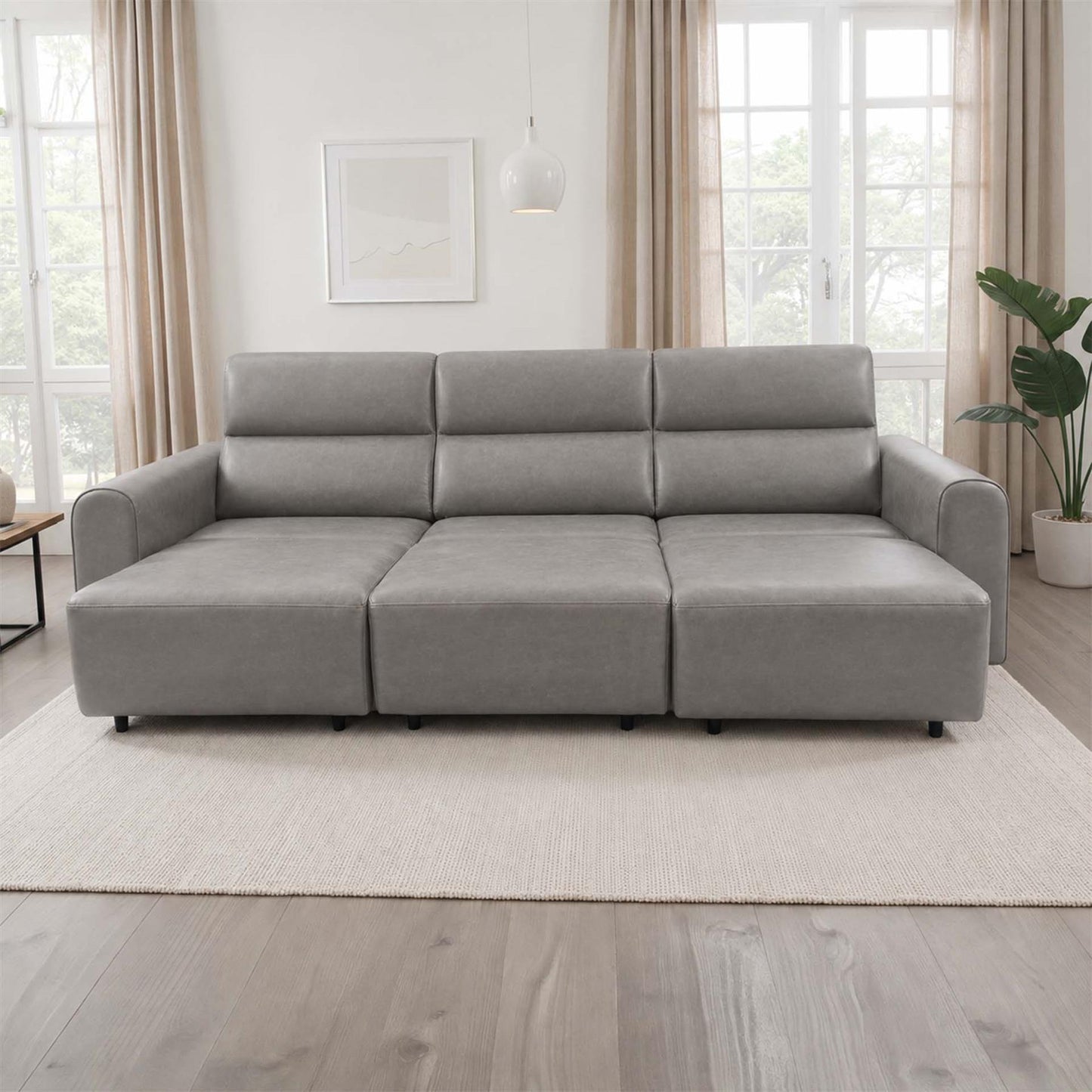 Corby 3 Seater Electric Recliner Sofa Leather Look High Back Design