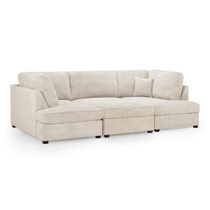 California Boucle Beige or Grey U shaped 6 Seater Sofa