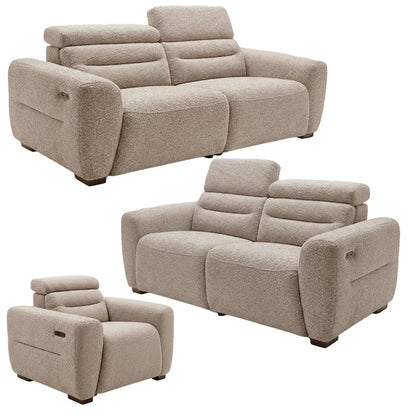 Thornton 3 Piece Electric Recliner Sofa Suite Boucle Beige or Grey