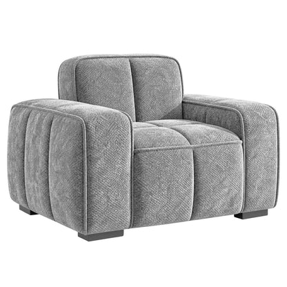 Preston Woven Fabric Armchair Chesterfield Style Beige Grey or Olive