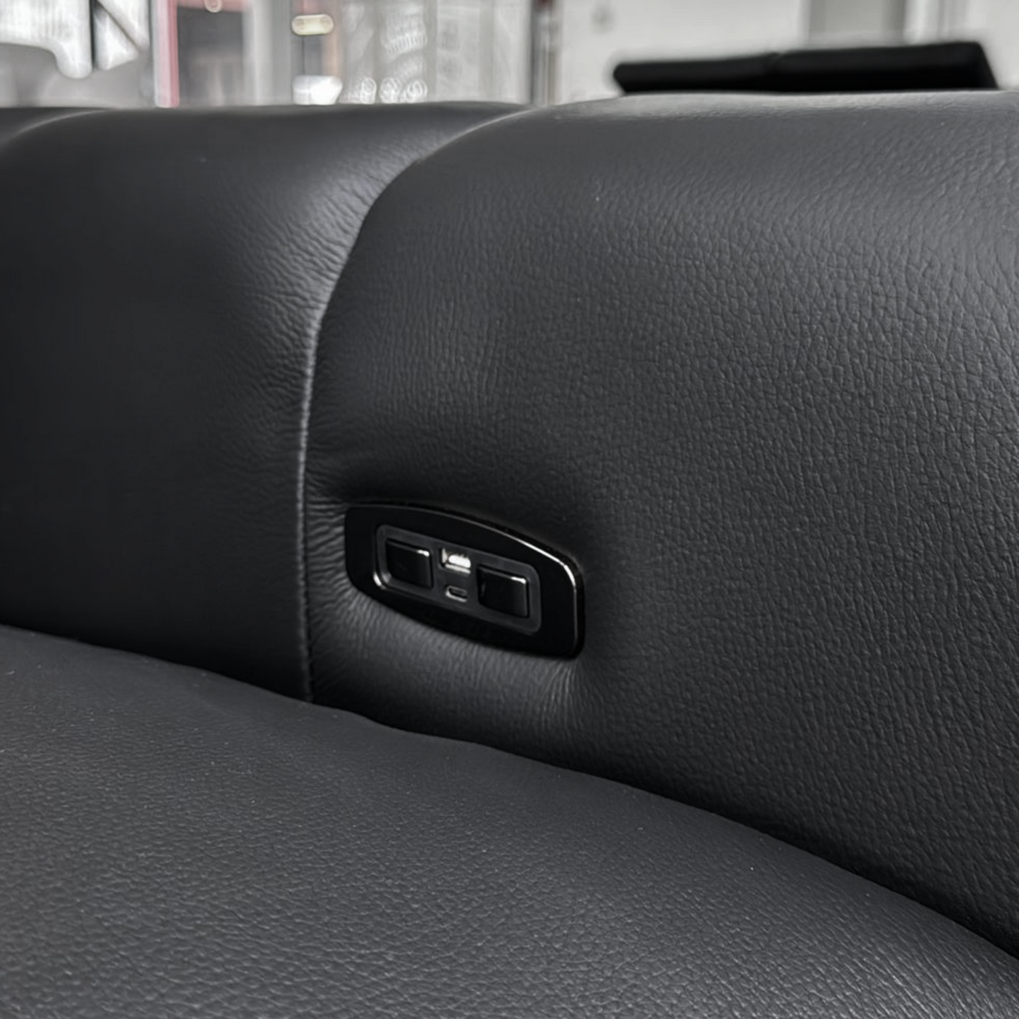 Belleza Modern Genuine Leather Electric Reclining 2 Seater Sofa Black