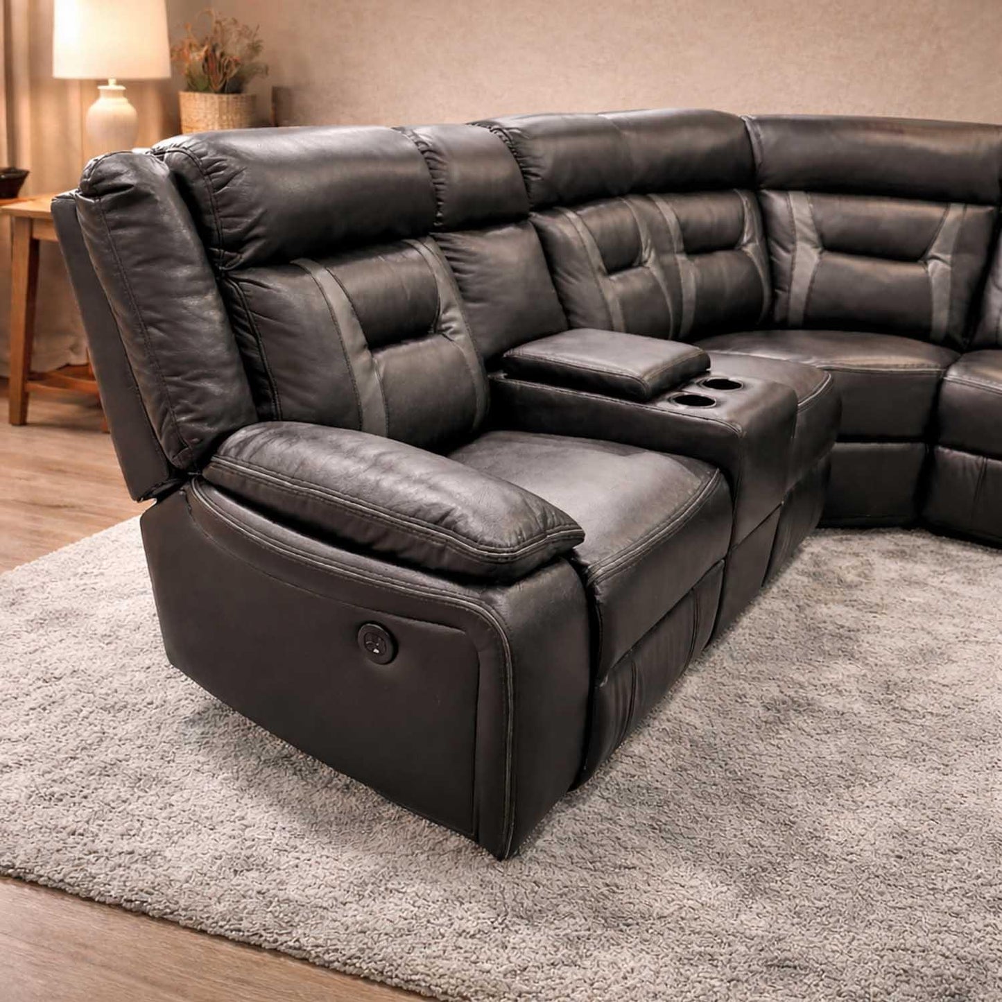 Nova Black Electric Reclining Corner Sofa USB Charging