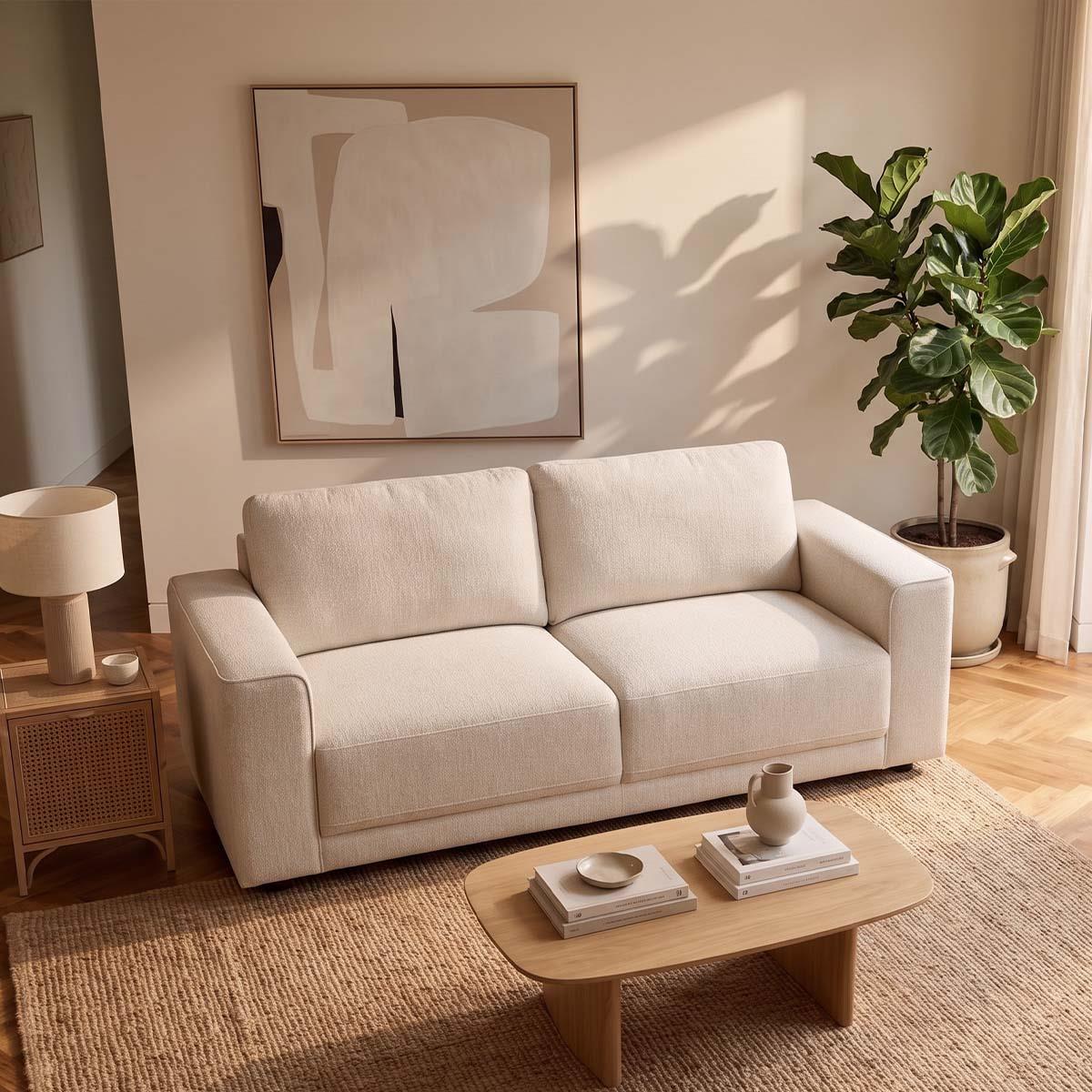 Melrose 2 Seater Woven Fabric Sofa with Removable Back Cushions