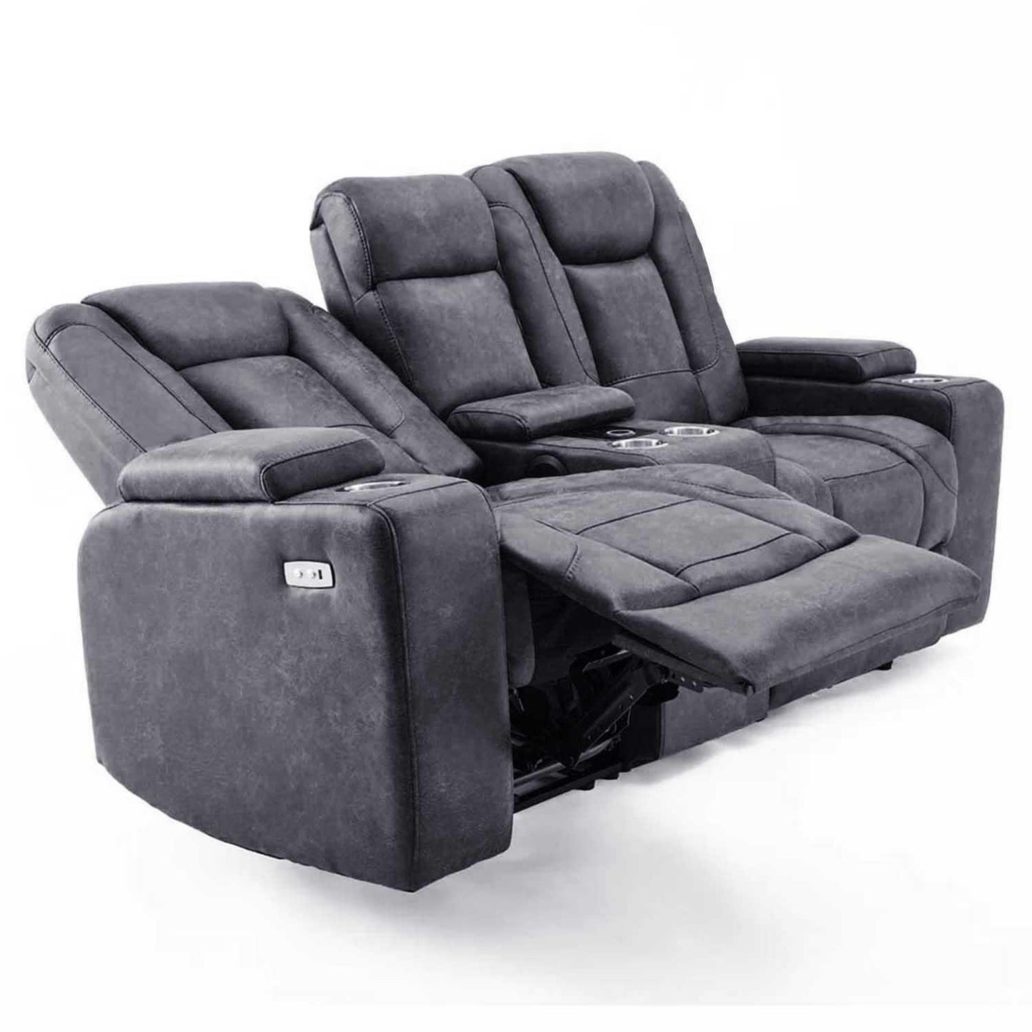 Juniper Electric Recliner 3+2+1 Sofa Set USB Cup Holders Brown or Grey