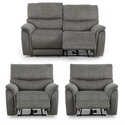 Hoxley Electric Reclining 3 Piece Sofa Suite 2 + 1 + 1 Charcoal