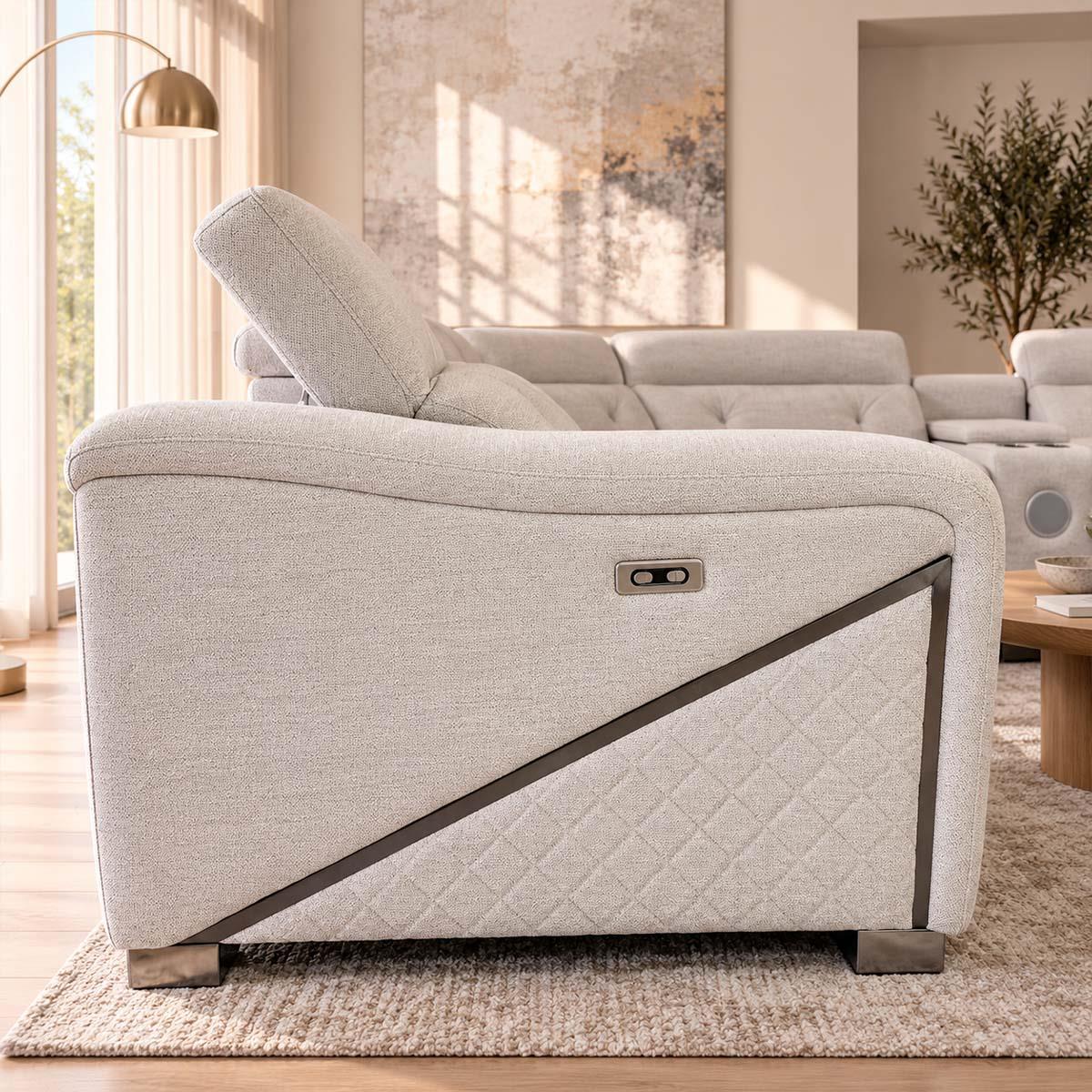 Oxley 5 Seater Electric Recliner Corner Sofa Bluetooth Beige or Grey
