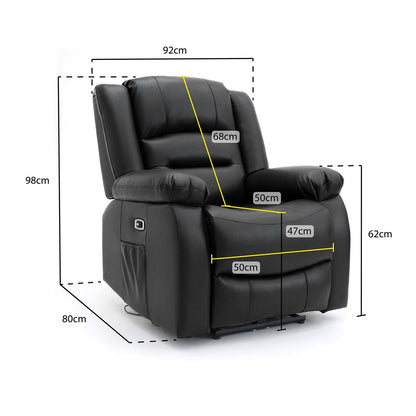 Arlo Black or Grey Leather Like Electric Reclining Sofa Suite 3 + 2 USB + Drinks Tray