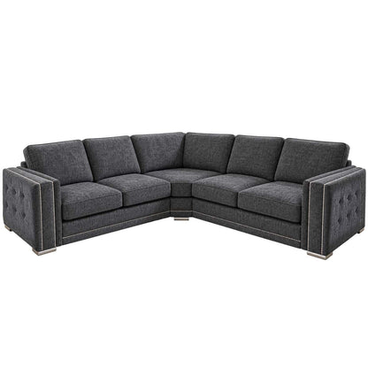 Brentford Grey Chenille Full Back Corner Sofa