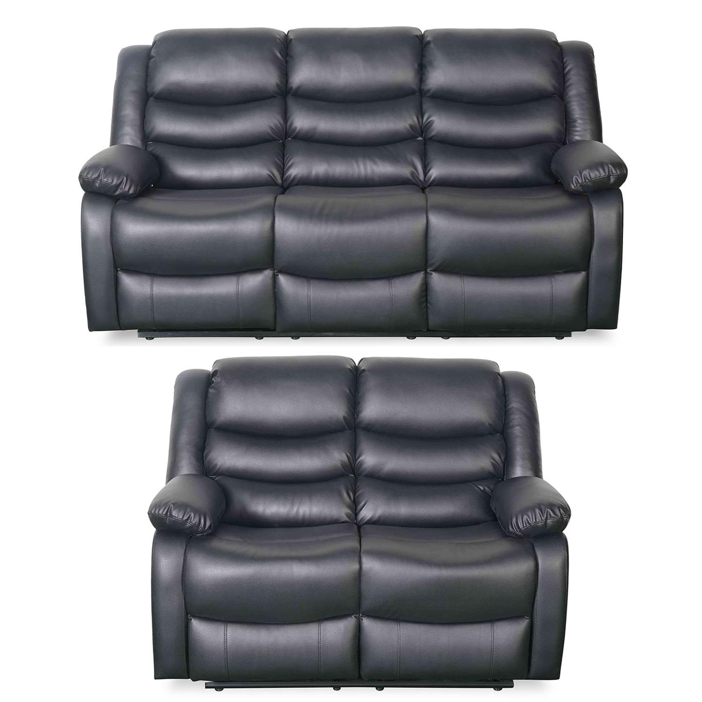 Cortland Leather Look 3 + 2 Sofa Suite Manual Reclining Black or Brown