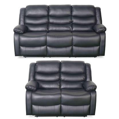 Cortland Leather Look 3 + 2 Sofa Suite Manual Reclining Black or Brown