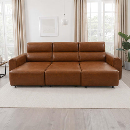Corby 3 Seater Electric Recliner Sofa Leather Look High Back Design
