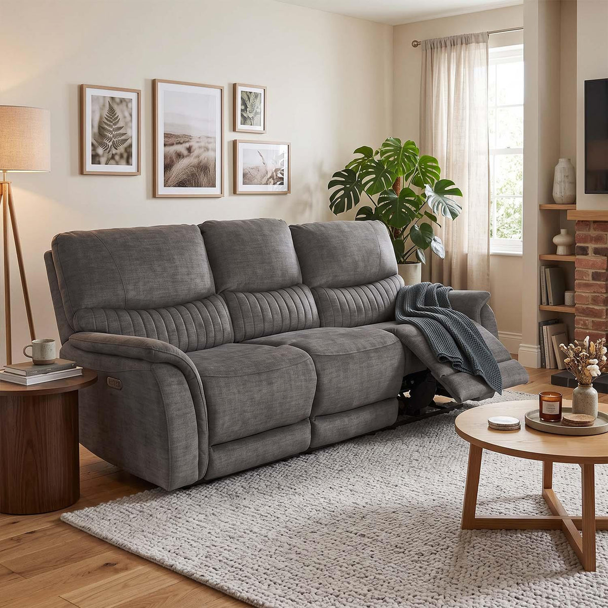 Hoxley Electric Reclining Sofa Suite 3 + 2  Charcoal