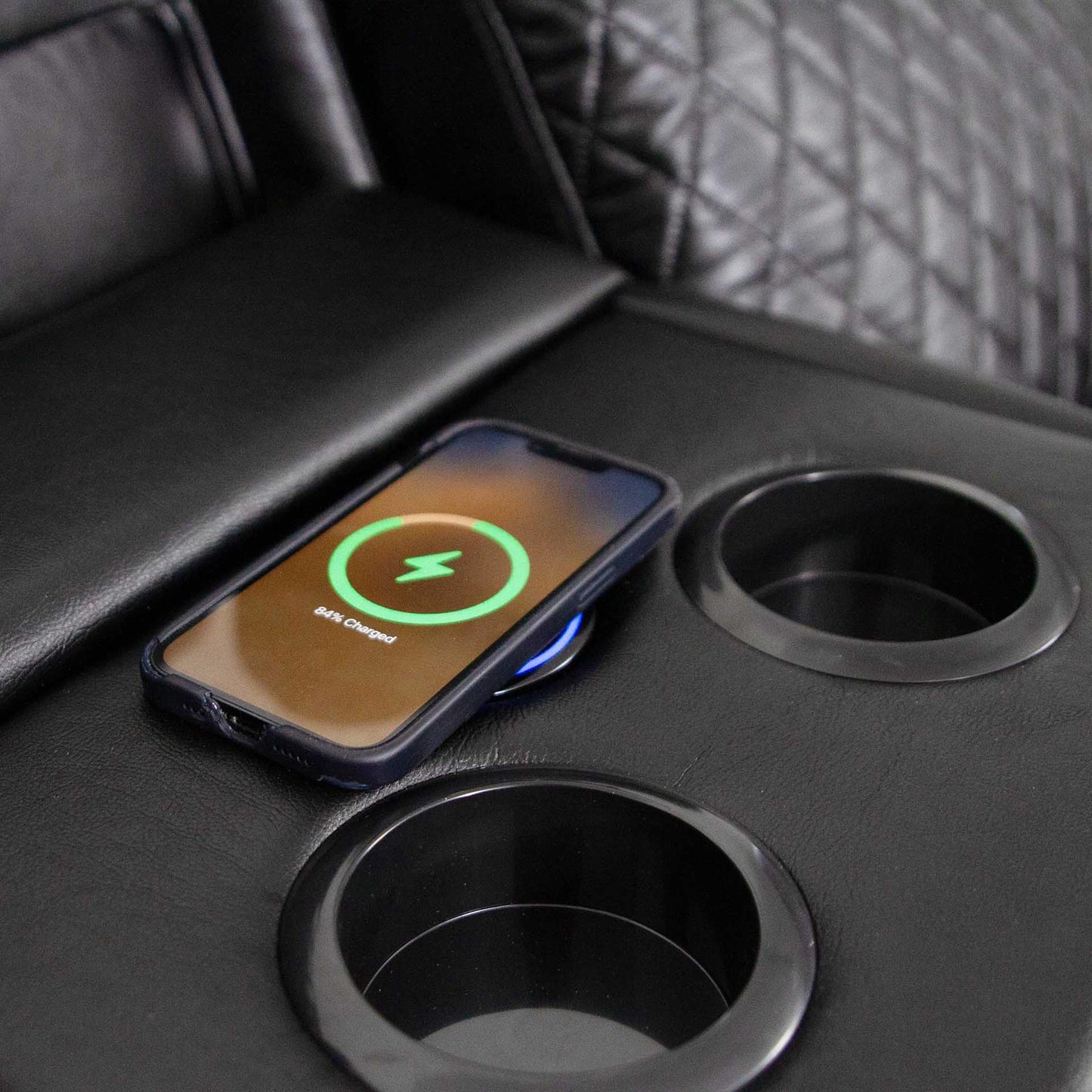 Felix Black or Grey Leather Electric Reclining Sofa Suite USB Cup Holder