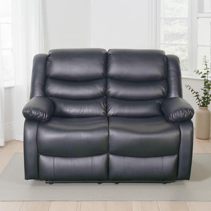 Cortland Leather Look 3 Piece Sofa Suite Manual Reclining Black or Brown