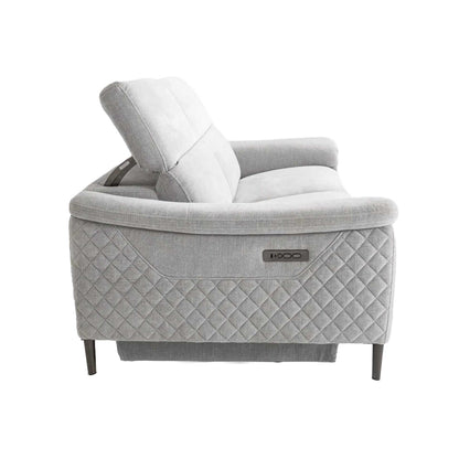 Oscar Ivory Fabric 3 Seater Electric Reclining Sofa USB Power Headrest