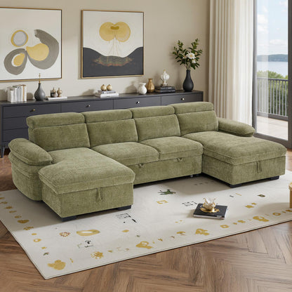 Blake U Shaped 5 Seater Fabric Corner Sofa Bed