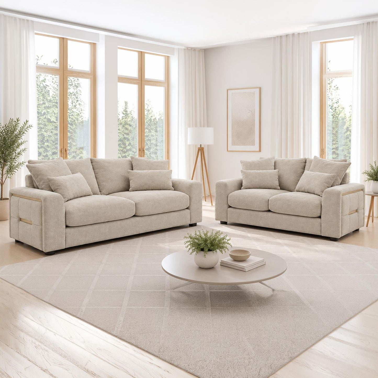 Juno Chenille 3 + 2 Seater Sofa Set with Removable Cushions