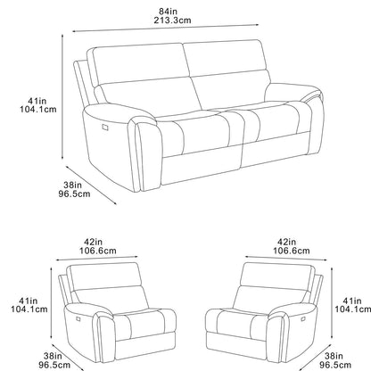 Valtos 3 + 2 + 1 Electric Recliner Sofa Suite Truffle or Grey