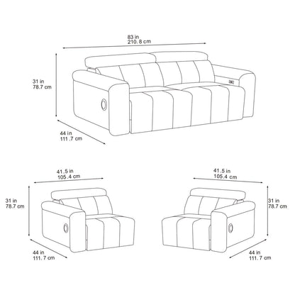 Delilah Electric Reclining Grey 3 Seater Sofa With Soundbar