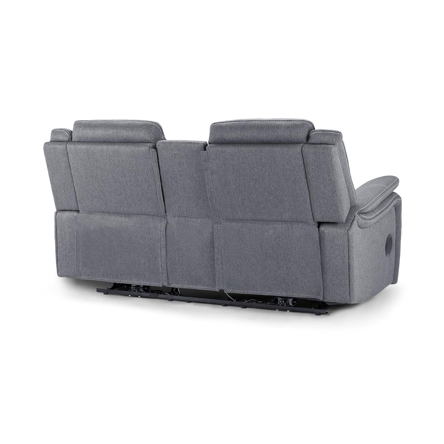 Orlando Grey Fabric 3 Piece Sofa Suite Electric Reclining USB 3 + 2 + 1