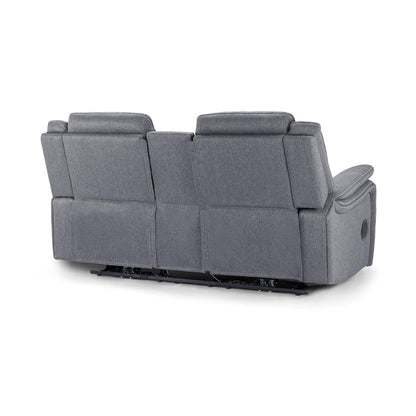 Orlando Grey Fabric 3 Piece Sofa Suite Electric Reclining USB 3 + 2 + 1