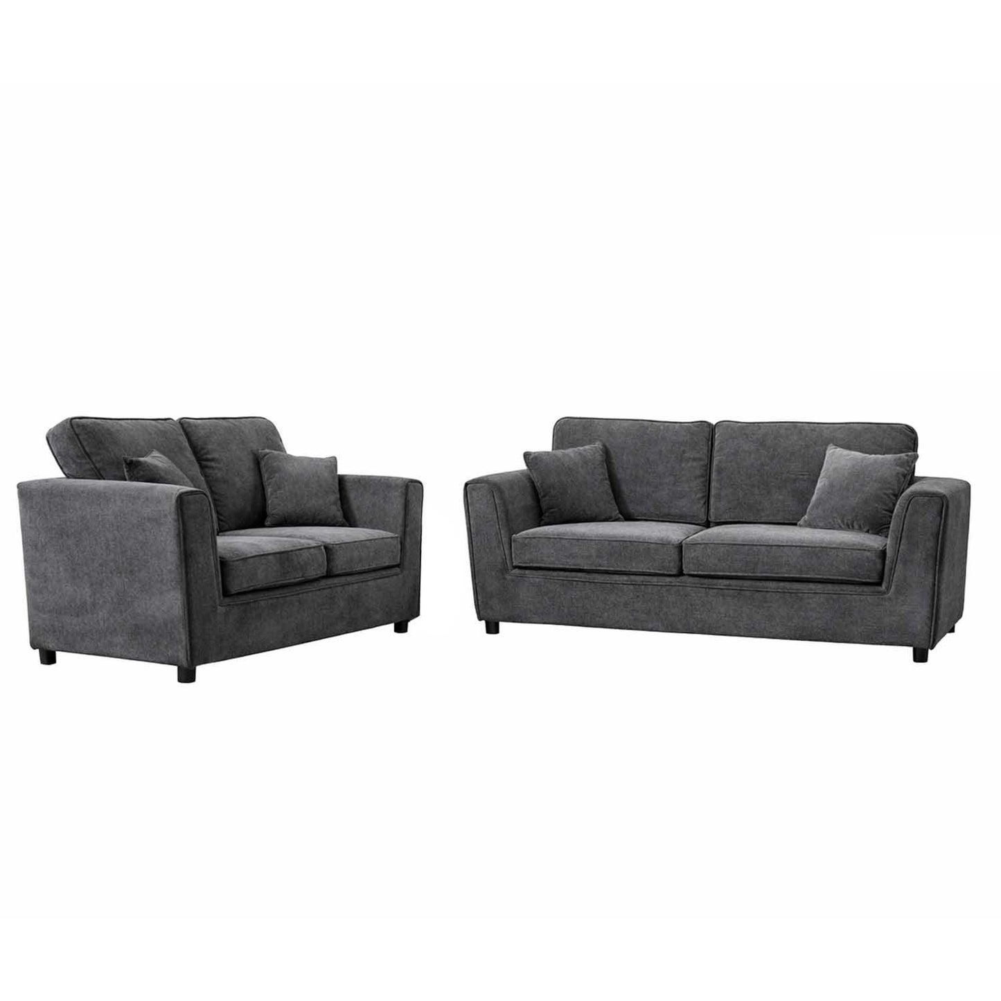Ascot 3 + 2 Seater Sofa Set Chenille Fabric Beige Charcoal