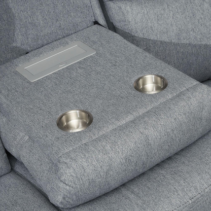 Linden 5 Seater Electric Reclining Corner Sofa Grey Fabric