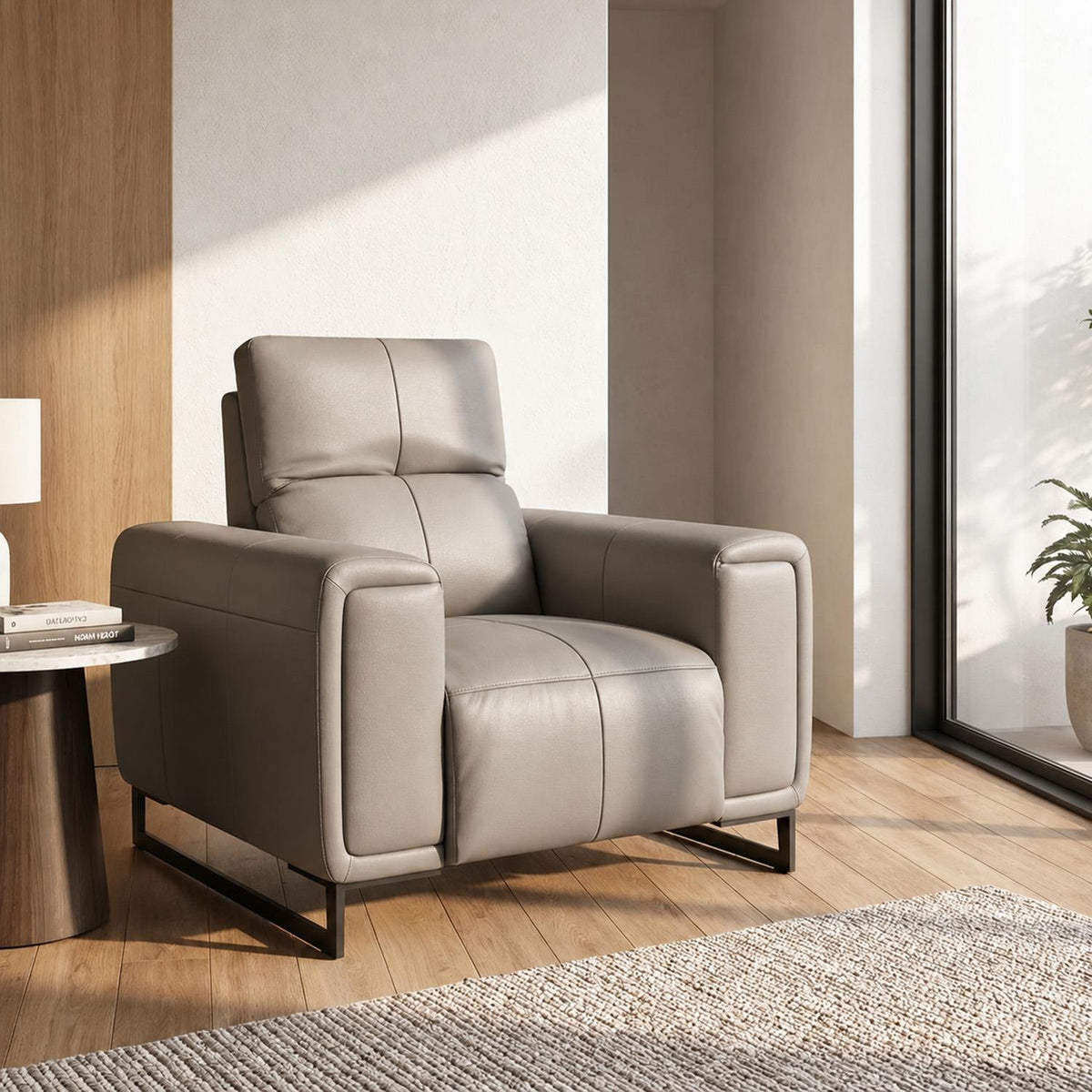 Rosebury Electric Recliner Armchair Leather Look Black or Grey