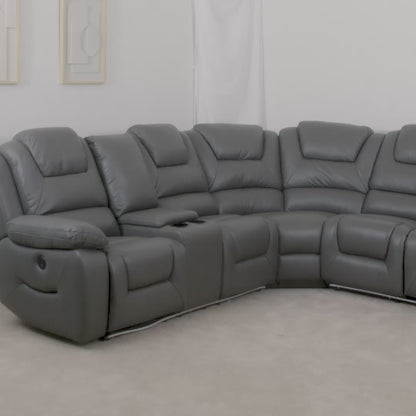 Oxbridge 5 Seater Electric Recliner Corner Sofa LED USB Black or Grey